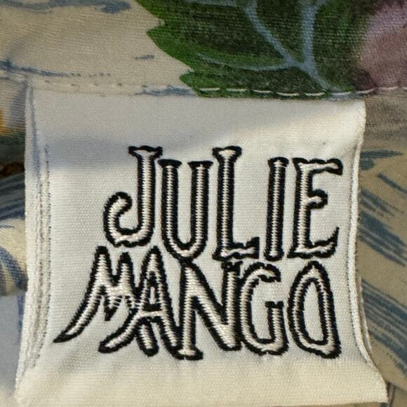Vintage Julie Mango Size XL Made in USA Tropical Hawaiian Print Blouse Bling - Picture 4 of 6